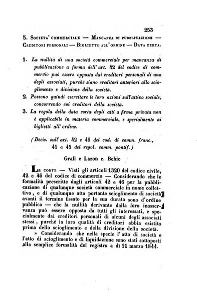 Giornale del Foro in cui si raccolgono le più importanti regiudicate dei supremi tribunali di Roma e dello Stato pontificio in materia civile