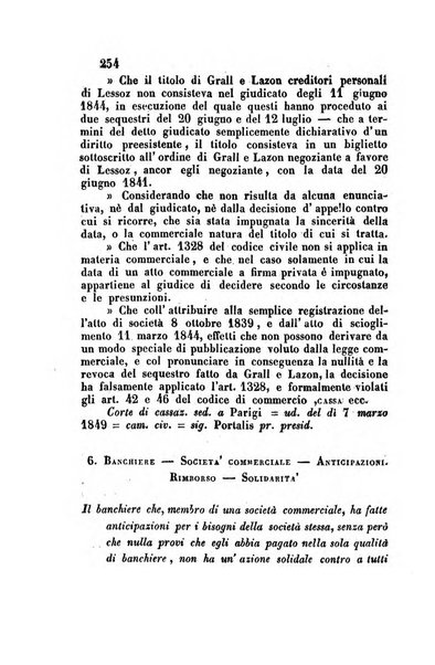 Giornale del Foro in cui si raccolgono le più importanti regiudicate dei supremi tribunali di Roma e dello Stato pontificio in materia civile