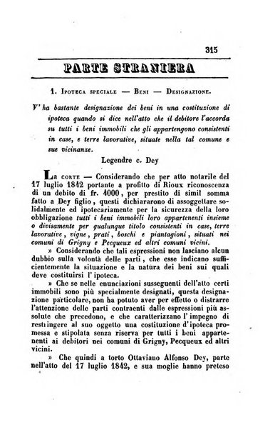 Giornale del Foro in cui si raccolgono le più importanti regiudicate dei supremi tribunali di Roma e dello Stato pontificio in materia civile