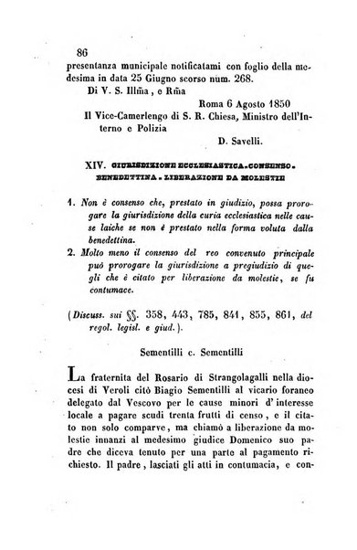 Giornale del Foro in cui si raccolgono le più importanti regiudicate dei supremi tribunali di Roma e dello Stato pontificio in materia civile