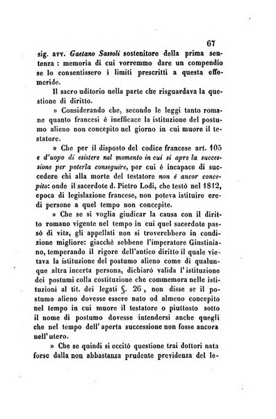 Giornale del Foro in cui si raccolgono le più importanti regiudicate dei supremi tribunali di Roma e dello Stato pontificio in materia civile