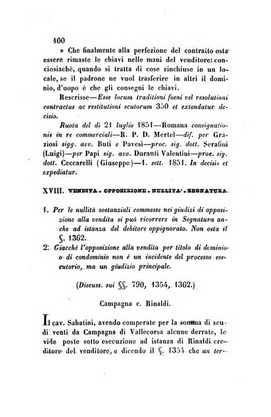 Giornale del Foro in cui si raccolgono le più importanti regiudicate dei supremi tribunali di Roma e dello Stato pontificio in materia civile