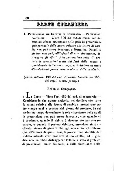 Giornale del Foro in cui si raccolgono le più importanti regiudicate dei supremi tribunali di Roma e dello Stato pontificio in materia civile