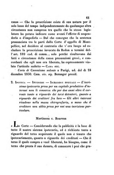 Giornale del Foro in cui si raccolgono le più importanti regiudicate dei supremi tribunali di Roma e dello Stato pontificio in materia civile