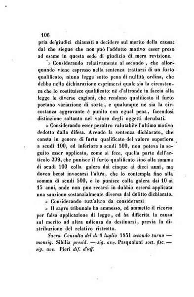 Giornale del Foro in cui si raccolgono le più importanti regiudicate dei supremi tribunali di Roma e dello Stato pontificio in materia civile