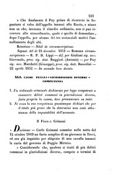 Giornale del Foro in cui si raccolgono le più importanti regiudicate dei supremi tribunali di Roma e dello Stato pontificio in materia civile