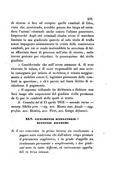 Giornale del Foro in cui si raccolgono le più importanti regiudicate dei supremi tribunali di Roma e dello Stato pontificio in materia civile