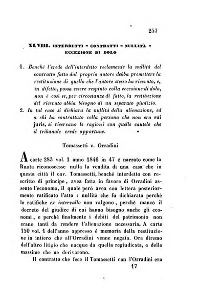 Giornale del Foro in cui si raccolgono le più importanti regiudicate dei supremi tribunali di Roma e dello Stato pontificio in materia civile