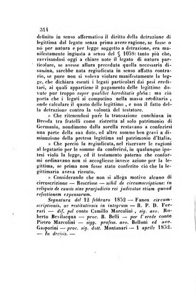 Giornale del Foro in cui si raccolgono le più importanti regiudicate dei supremi tribunali di Roma e dello Stato pontificio in materia civile