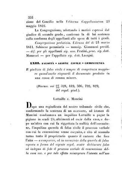 Giornale del Foro in cui si raccolgono le più importanti regiudicate dei supremi tribunali di Roma e dello Stato pontificio in materia civile