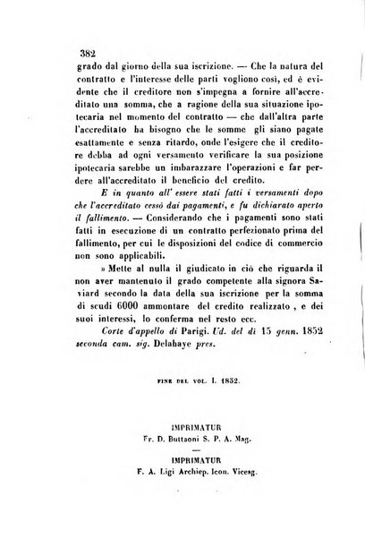 Giornale del Foro in cui si raccolgono le più importanti regiudicate dei supremi tribunali di Roma e dello Stato pontificio in materia civile