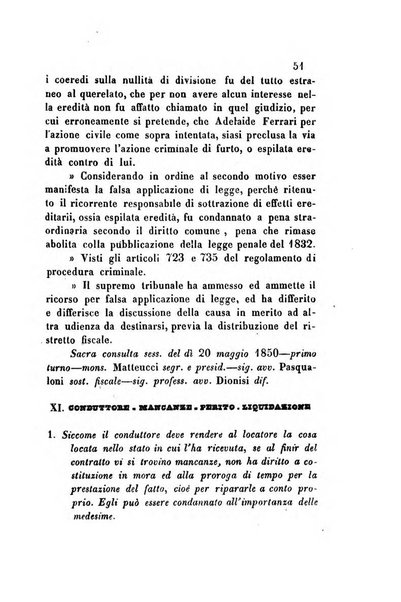 Giornale del Foro in cui si raccolgono le più importanti regiudicate dei supremi tribunali di Roma e dello Stato pontificio in materia civile