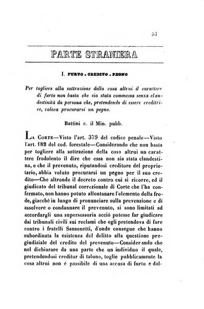 Giornale del Foro in cui si raccolgono le più importanti regiudicate dei supremi tribunali di Roma e dello Stato pontificio in materia civile