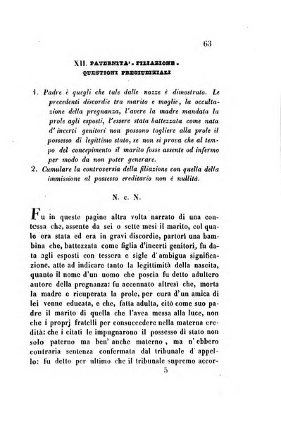 Giornale del Foro in cui si raccolgono le più importanti regiudicate dei supremi tribunali di Roma e dello Stato pontificio in materia civile