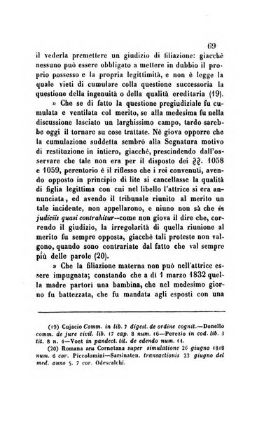 Giornale del Foro in cui si raccolgono le più importanti regiudicate dei supremi tribunali di Roma e dello Stato pontificio in materia civile