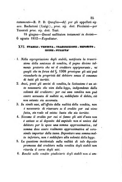 Giornale del Foro in cui si raccolgono le più importanti regiudicate dei supremi tribunali di Roma e dello Stato pontificio in materia civile