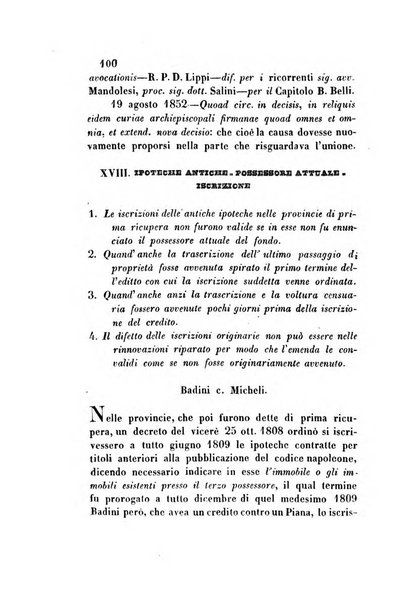 Giornale del Foro in cui si raccolgono le più importanti regiudicate dei supremi tribunali di Roma e dello Stato pontificio in materia civile