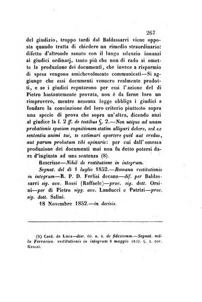 Giornale del Foro in cui si raccolgono le più importanti regiudicate dei supremi tribunali di Roma e dello Stato pontificio in materia civile