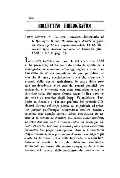 Giornale del Foro in cui si raccolgono le più importanti regiudicate dei supremi tribunali di Roma e dello Stato pontificio in materia civile