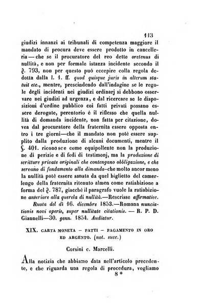 Giornale del Foro in cui si raccolgono le più importanti regiudicate dei supremi tribunali di Roma e dello Stato pontificio in materia civile