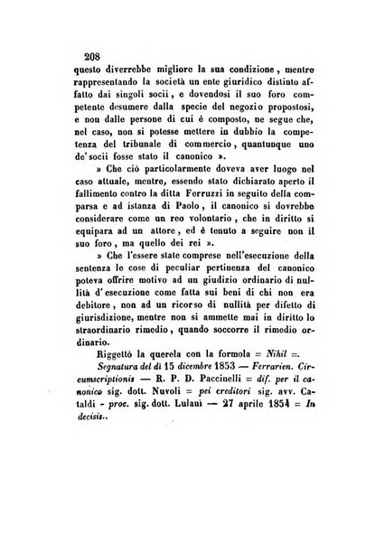 Giornale del Foro in cui si raccolgono le più importanti regiudicate dei supremi tribunali di Roma e dello Stato pontificio in materia civile