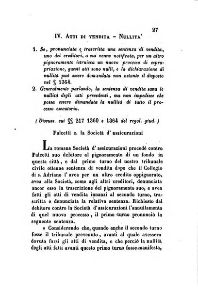 Giornale del Foro in cui si raccolgono le più importanti regiudicate dei supremi tribunali di Roma e dello Stato pontificio in materia civile