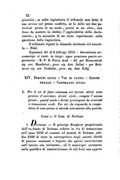 Giornale del Foro in cui si raccolgono le più importanti regiudicate dei supremi tribunali di Roma e dello Stato pontificio in materia civile