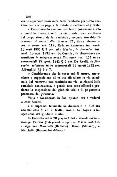 Giornale del Foro in cui si raccolgono le più importanti regiudicate dei supremi tribunali di Roma e dello Stato pontificio in materia civile