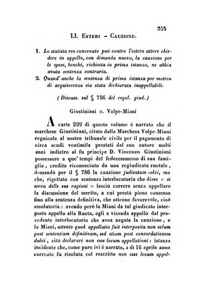 Giornale del Foro in cui si raccolgono le più importanti regiudicate dei supremi tribunali di Roma e dello Stato pontificio in materia civile