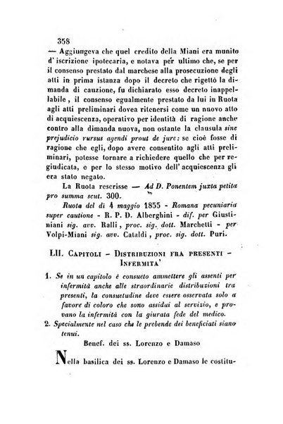 Giornale del Foro in cui si raccolgono le più importanti regiudicate dei supremi tribunali di Roma e dello Stato pontificio in materia civile