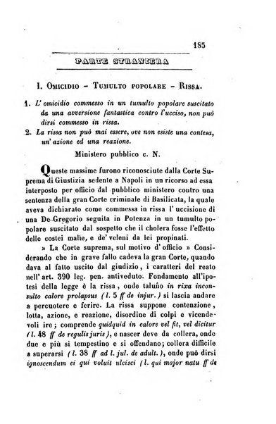 Giornale del Foro in cui si raccolgono le più importanti regiudicate dei supremi tribunali di Roma e dello Stato pontificio in materia civile