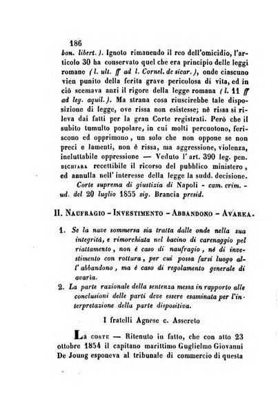 Giornale del Foro in cui si raccolgono le più importanti regiudicate dei supremi tribunali di Roma e dello Stato pontificio in materia civile