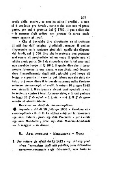 Giornale del Foro in cui si raccolgono le più importanti regiudicate dei supremi tribunali di Roma e dello Stato pontificio in materia civile