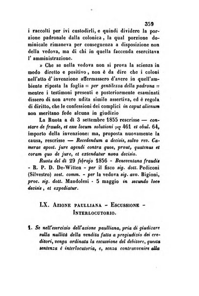 Giornale del Foro in cui si raccolgono le più importanti regiudicate dei supremi tribunali di Roma e dello Stato pontificio in materia civile