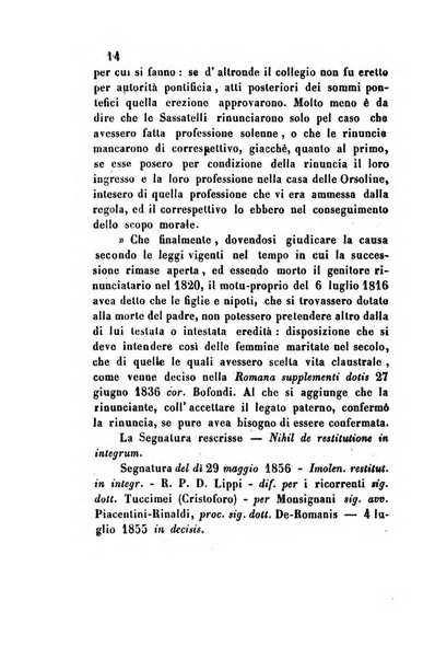 Giornale del Foro in cui si raccolgono le più importanti regiudicate dei supremi tribunali di Roma e dello Stato pontificio in materia civile