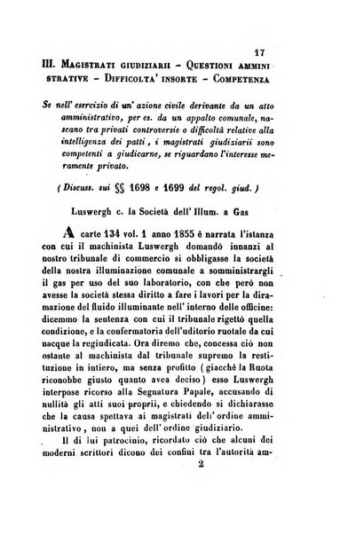 Giornale del Foro in cui si raccolgono le più importanti regiudicate dei supremi tribunali di Roma e dello Stato pontificio in materia civile