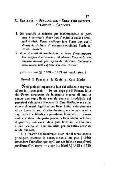 Giornale del Foro in cui si raccolgono le più importanti regiudicate dei supremi tribunali di Roma e dello Stato pontificio in materia civile