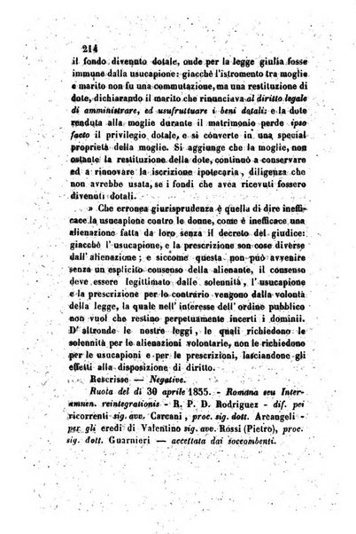 Giornale del Foro in cui si raccolgono le più importanti regiudicate dei supremi tribunali di Roma e dello Stato pontificio in materia civile