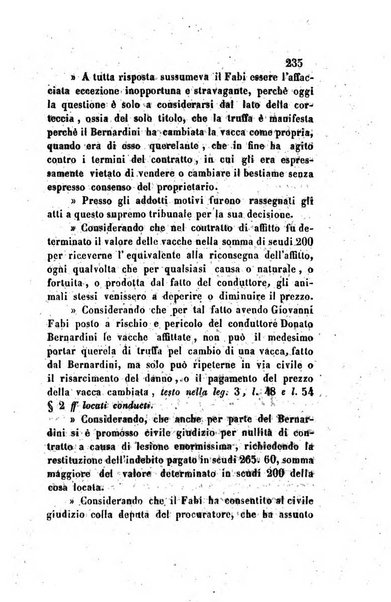 Giornale del Foro in cui si raccolgono le più importanti regiudicate dei supremi tribunali di Roma e dello Stato pontificio in materia civile