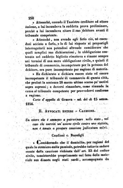 Giornale del Foro in cui si raccolgono le più importanti regiudicate dei supremi tribunali di Roma e dello Stato pontificio in materia civile