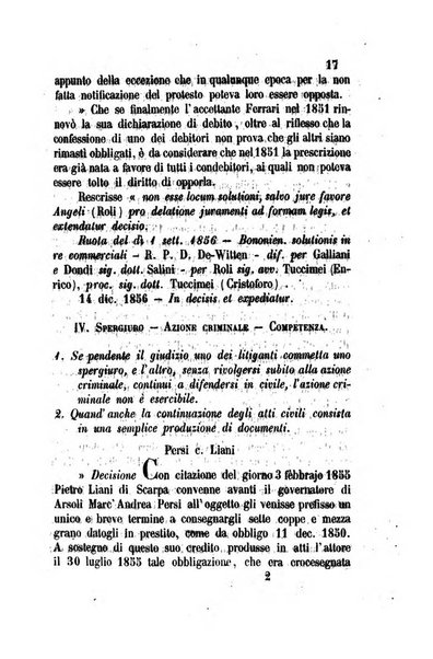 Giornale del Foro in cui si raccolgono le più importanti regiudicate dei supremi tribunali di Roma e dello Stato pontificio in materia civile