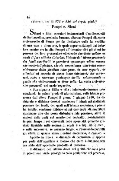 Giornale del Foro in cui si raccolgono le più importanti regiudicate dei supremi tribunali di Roma e dello Stato pontificio in materia civile