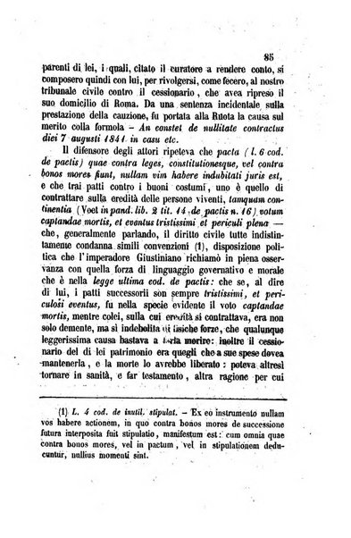 Giornale del Foro in cui si raccolgono le più importanti regiudicate dei supremi tribunali di Roma e dello Stato pontificio in materia civile