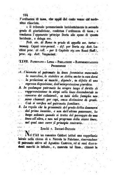 Giornale del Foro in cui si raccolgono le più importanti regiudicate dei supremi tribunali di Roma e dello Stato pontificio in materia civile