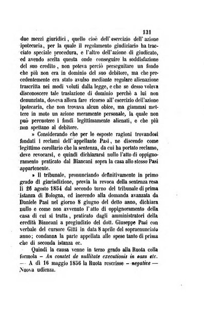 Giornale del Foro in cui si raccolgono le più importanti regiudicate dei supremi tribunali di Roma e dello Stato pontificio in materia civile