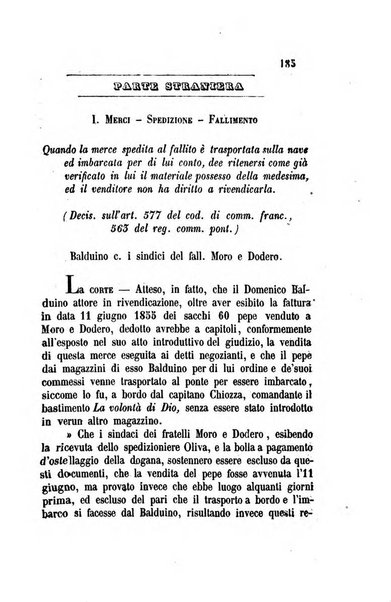 Giornale del Foro in cui si raccolgono le più importanti regiudicate dei supremi tribunali di Roma e dello Stato pontificio in materia civile