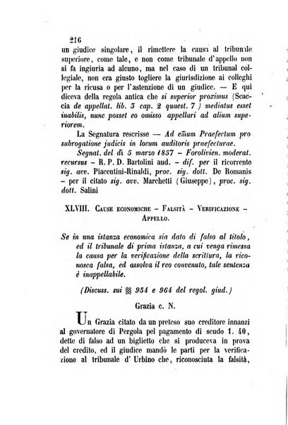 Giornale del Foro in cui si raccolgono le più importanti regiudicate dei supremi tribunali di Roma e dello Stato pontificio in materia civile