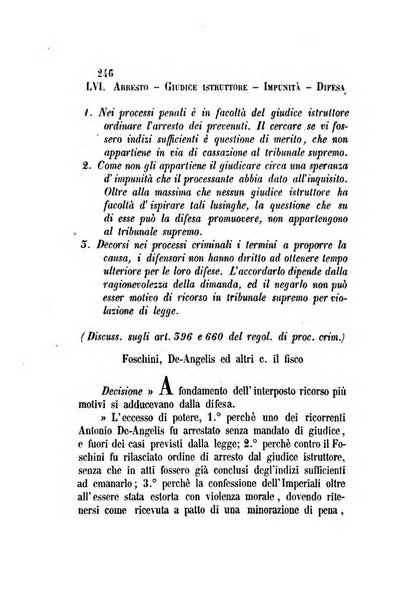 Giornale del Foro in cui si raccolgono le più importanti regiudicate dei supremi tribunali di Roma e dello Stato pontificio in materia civile