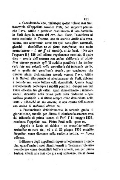 Giornale del Foro in cui si raccolgono le più importanti regiudicate dei supremi tribunali di Roma e dello Stato pontificio in materia civile