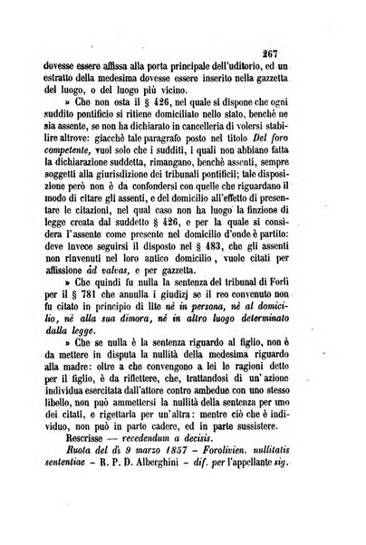 Giornale del Foro in cui si raccolgono le più importanti regiudicate dei supremi tribunali di Roma e dello Stato pontificio in materia civile